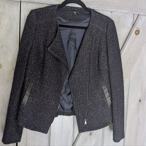 Boss Hugo Boss Navy "Klera" Tweed Blazer Jacket US 6 Wool Blend Elevated Chic